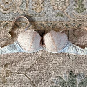 Blush Lace Light Blue Bra with Pale Peach Accents